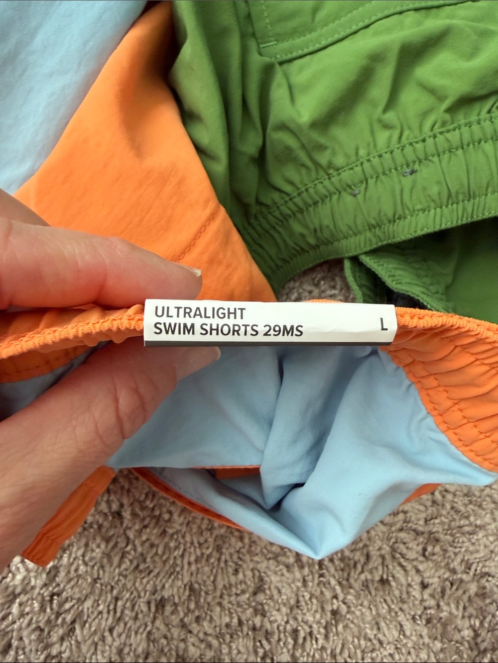 Colorblock Orange & Light Blue Swim Shorts + Green & Teal - Picture 8 of 9